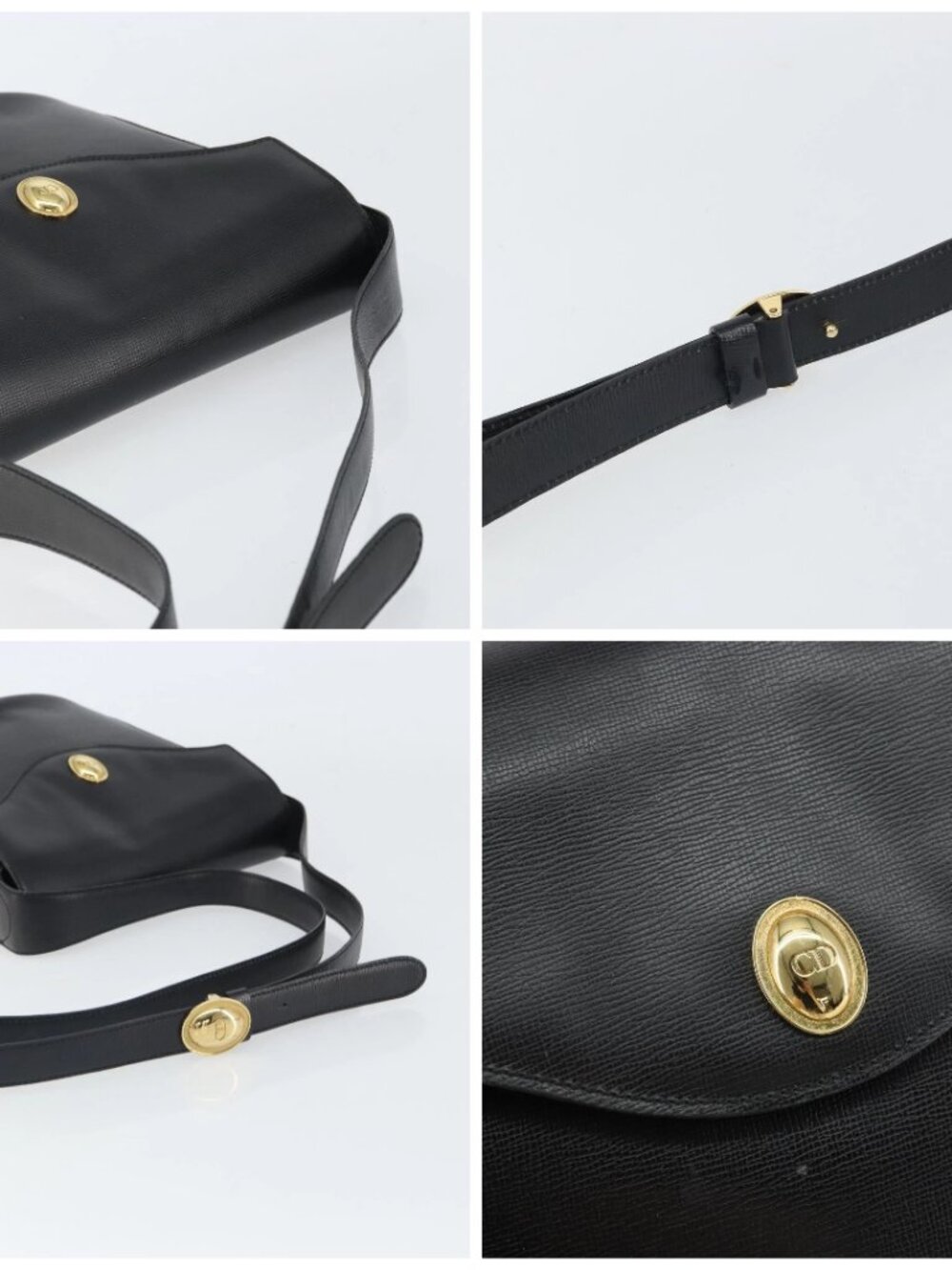 Christian Dior Shoulder Bag Leather Black Gold Auth 160970 - Picture 16 of 16